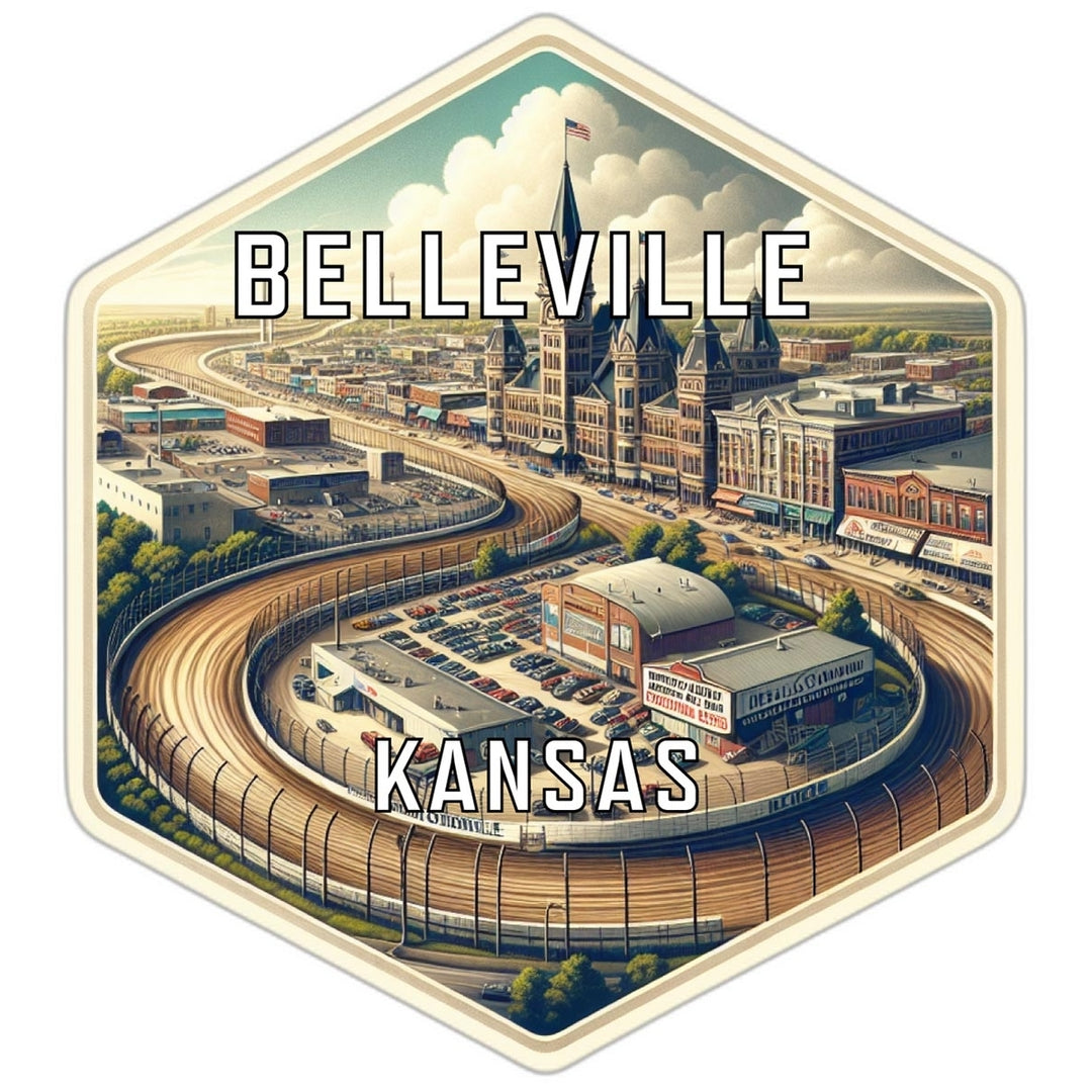 Belleville Kansas Souvenir Travel Destination Die Cut Hexagon Fridge Magnet Image 1