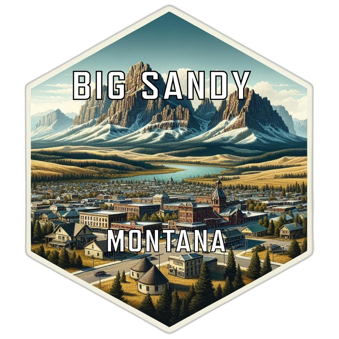 Big Sandy Montana Souvenir Travel Destination Die Cut Hexagon Fridge Magnet Image 1