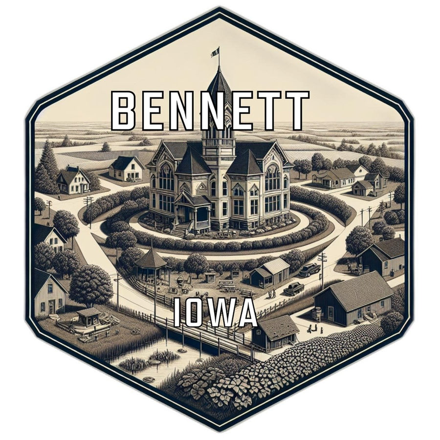 Bennett Iowa Souvenir Travel Destination Die Cut Hexagon Fridge Magnet Image 1