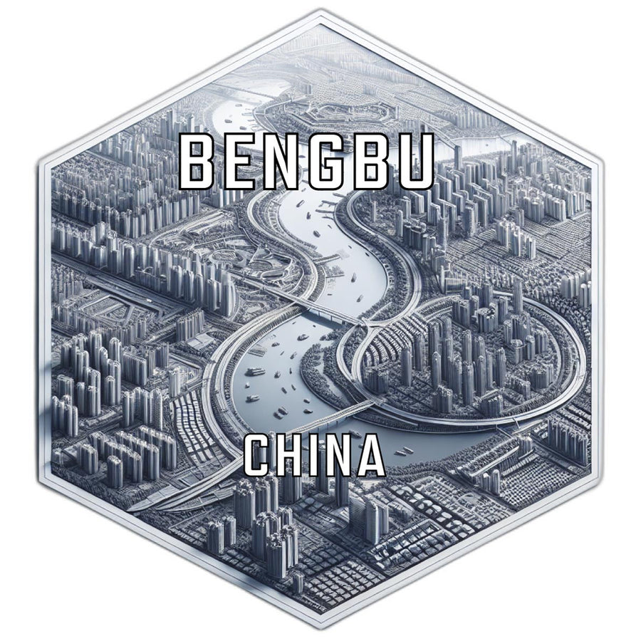 Bengbu China Souvenir Travel Destination Die Cut Hexagon Fridge Magnet Image 1