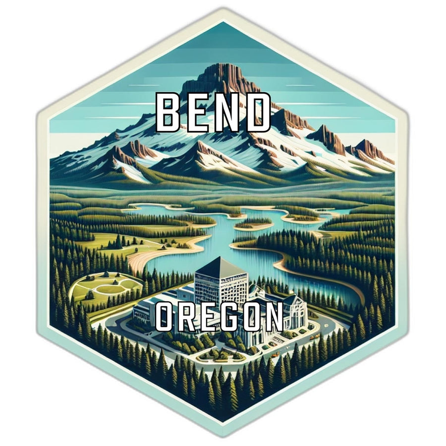 Bend Oregon Souvenir Travel Destination Die Cut Hexagon Fridge Magnet Image 1