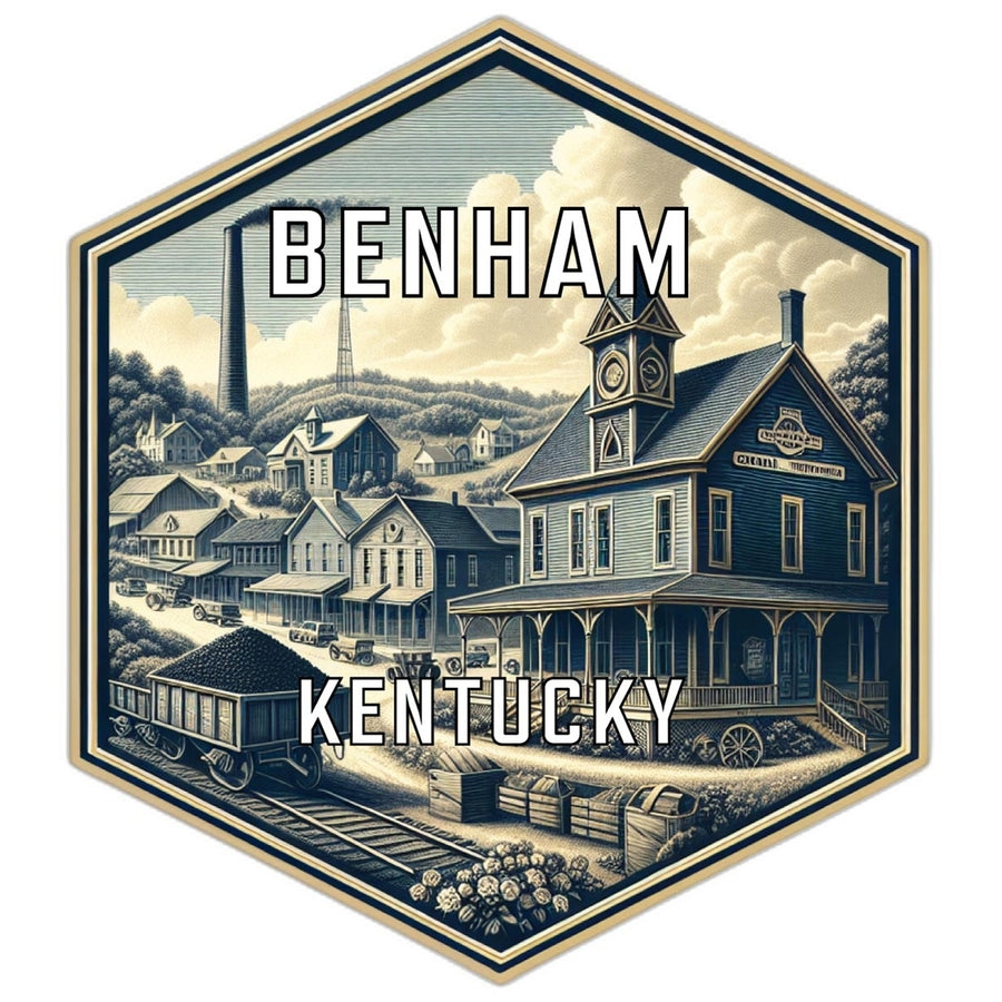 Benham Kentucky Souvenir Travel Destination Die Cut Hexagon Fridge Magnet Image 1