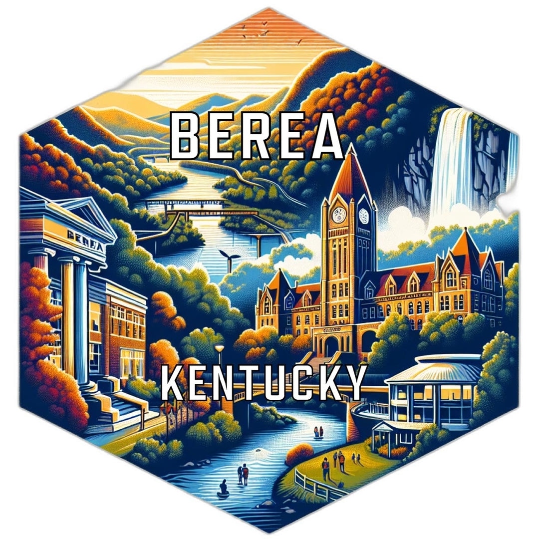 Berea Kentucky Souvenir Travel Destination Die Cut Hexagon Fridge Magnet Image 1