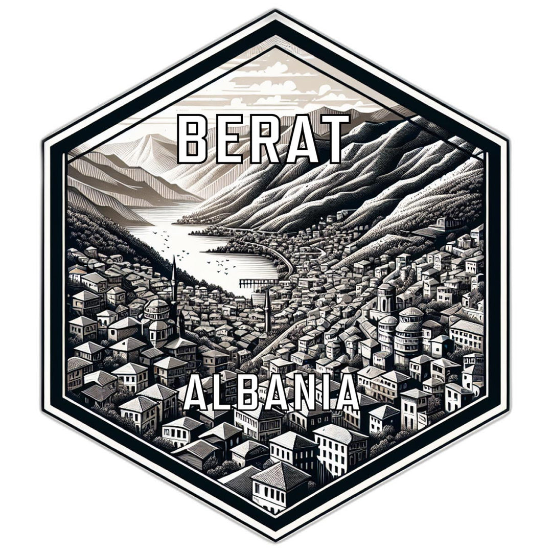 Berat Albania Souvenir Travel Destination Die Cut Hexagon Fridge Magnet Image 1