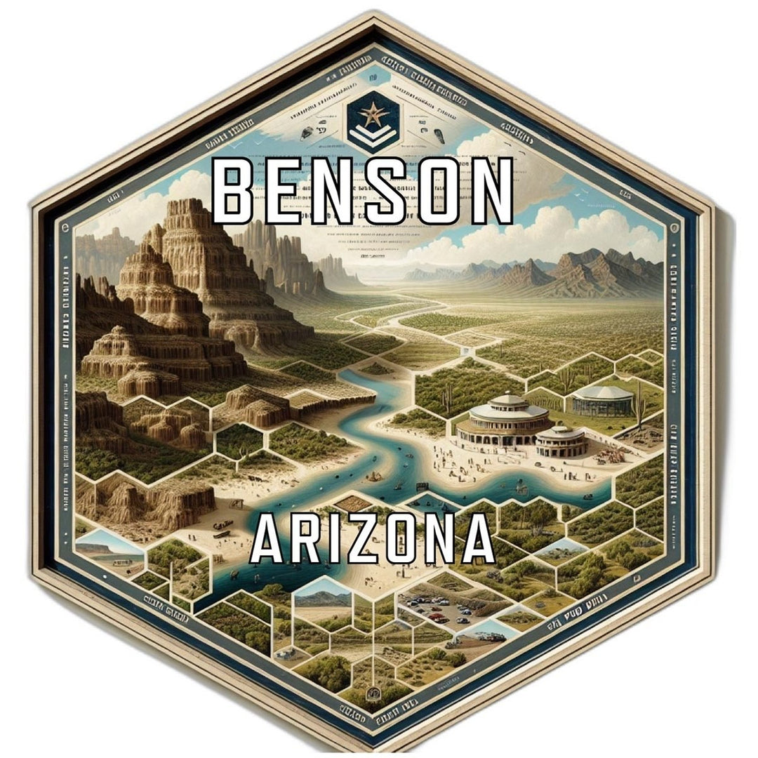 Benson Arizona Souvenir Travel Destination Die Cut Hexagon Fridge Magnet Image 1