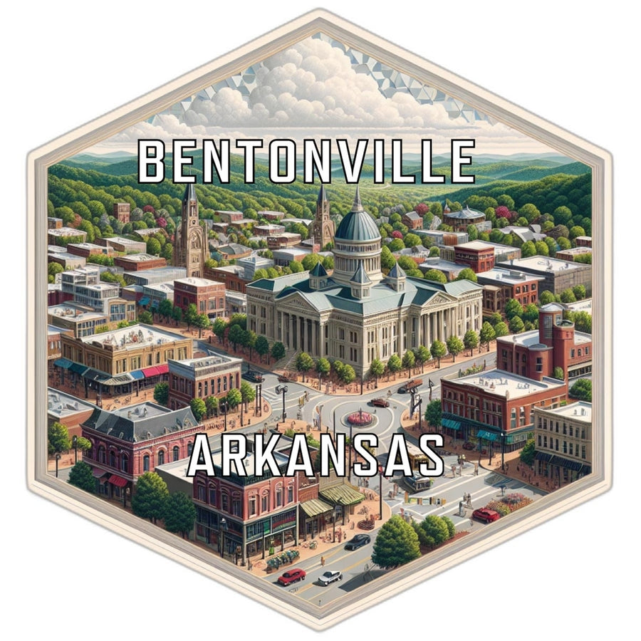 Bentonville Arkansas Souvenir Travel Destination Die Cut Hexagon Fridge Magnet Image 1