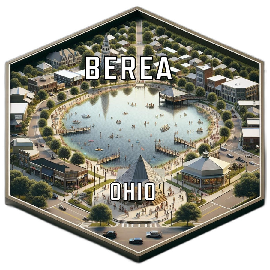 Berea Ohio Souvenir Travel Destination Die Cut Hexagon Fridge Magnet Image 1