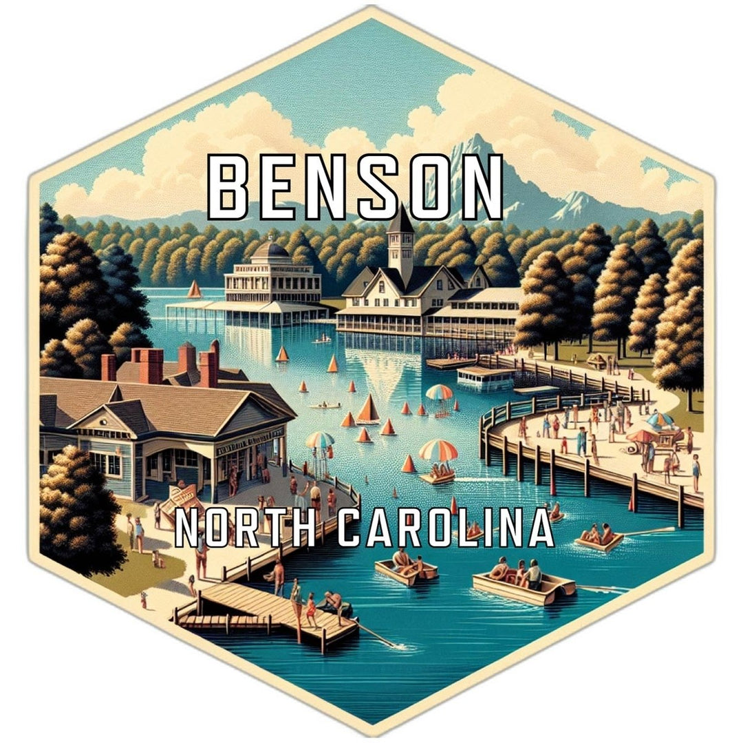 Benson North Carolina Souvenir Travel Destination Die Cut Hexagon Fridge Magnet Image 1