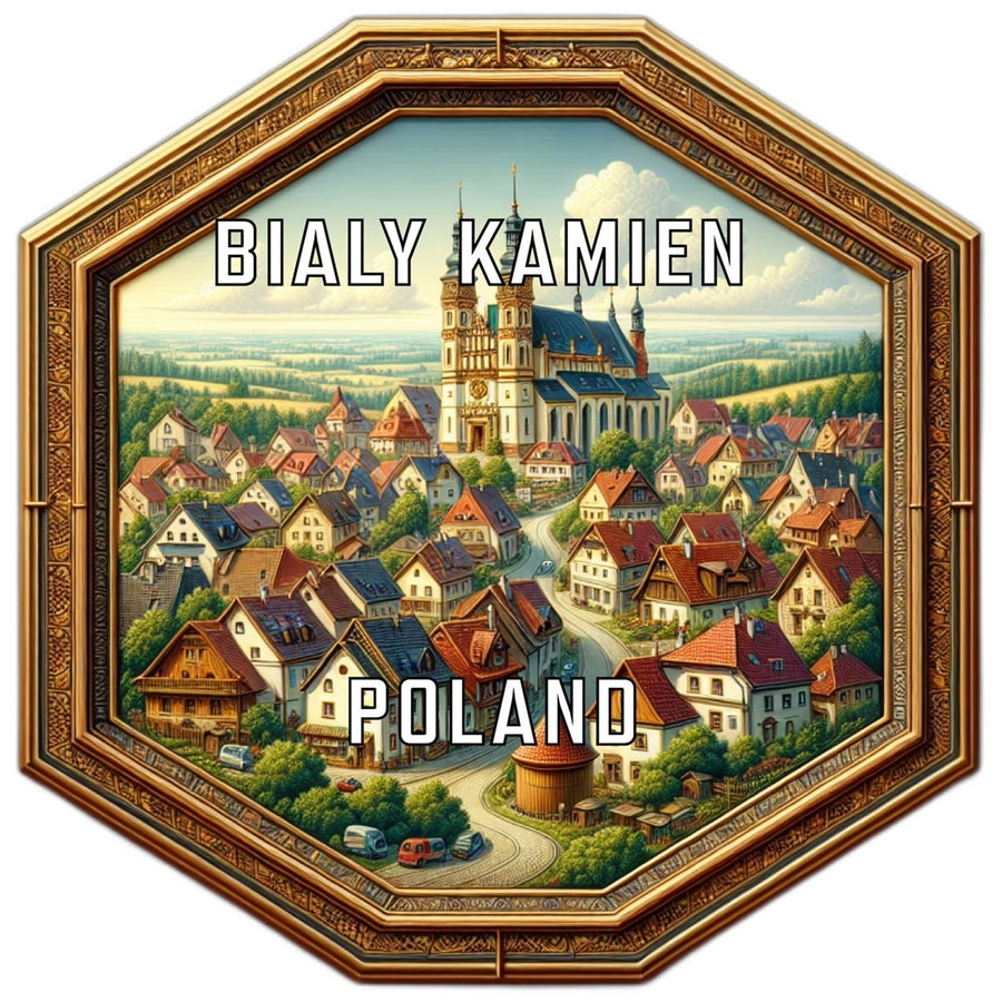 Bialy Kamien Poland Souvenir Travel Destination Die Cut Hexagon Fridge Magnet Image 1