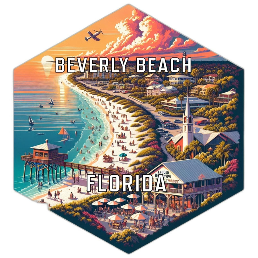 Beverly Beach Florida Souvenir Travel Destination Die Cut Hexagon Fridge Magnet Image 1