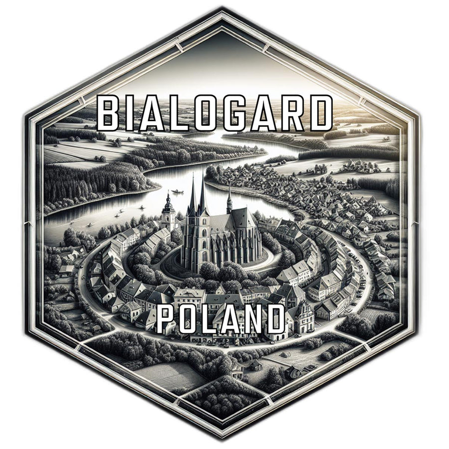 Bialogard Poland Souvenir Travel Destination Die Cut Hexagon Fridge Magnet Image 1