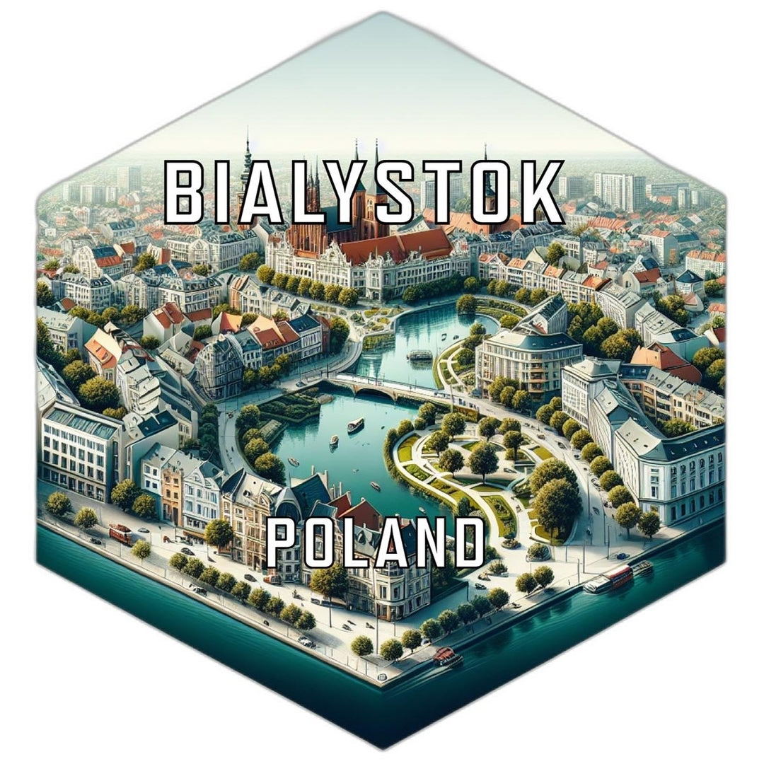 Bialystok Poland Souvenir Travel Destination Die Cut Hexagon Fridge Magnet Image 1