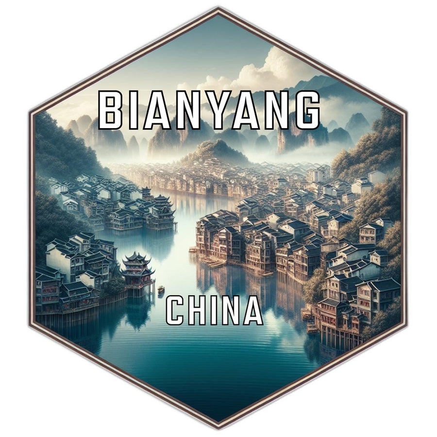 Bianyang China Souvenir Travel Destination Die Cut Hexagon Fridge Magnet Image 1