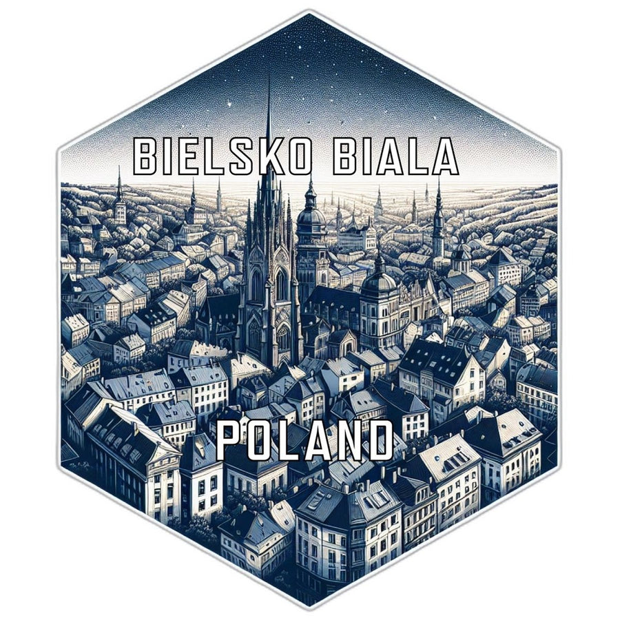 Bielsko Biala Poland Souvenir Travel Destination Die Cut Hexagon Fridge Magnet Image 1