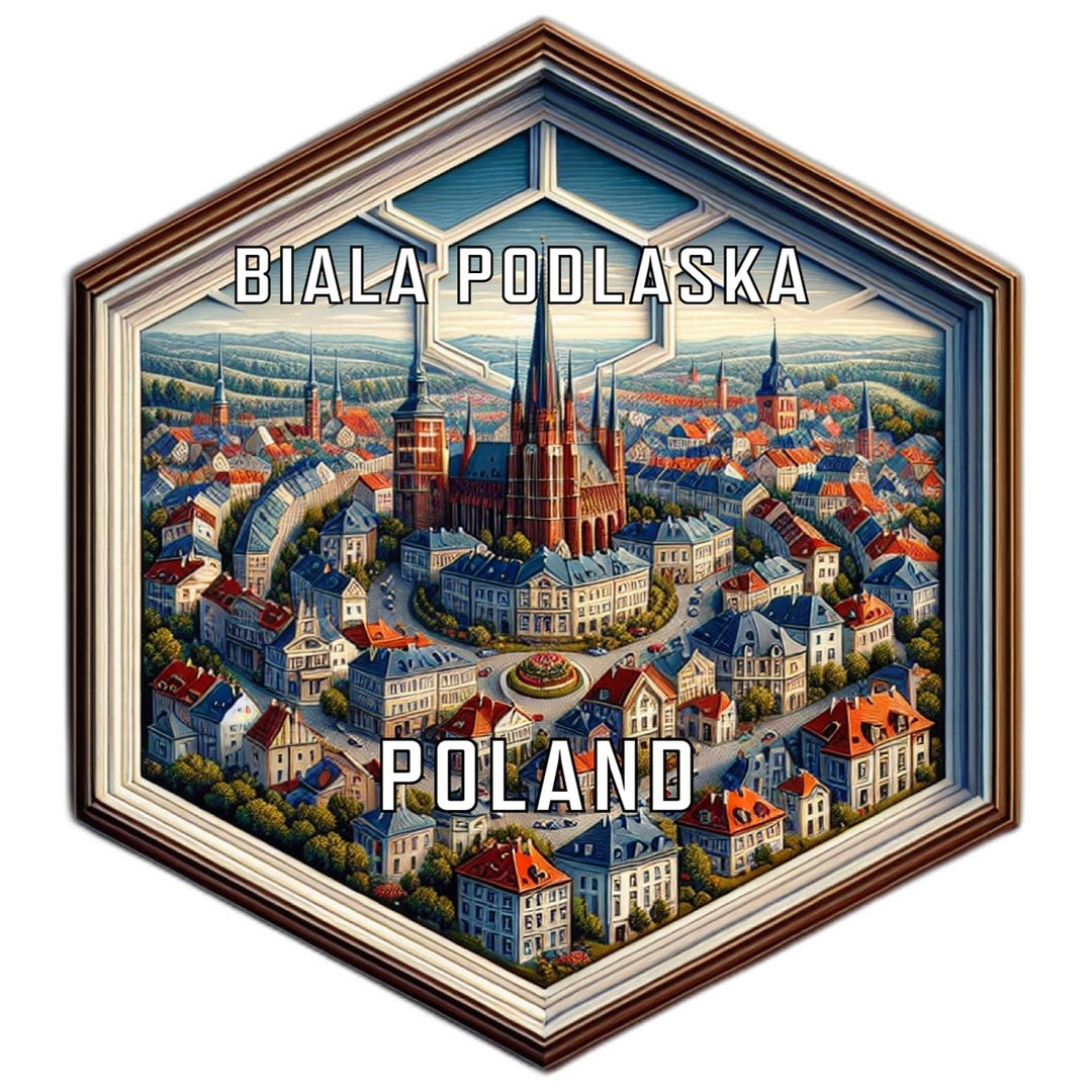 Biala Podlaska Poland Souvenir Travel Destination Die Cut Hexagon Fridge Magnet Image 1