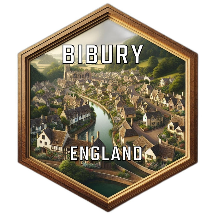 Bibury England Souvenir Travel Destination Die Cut Hexagon Fridge Magnet Image 1