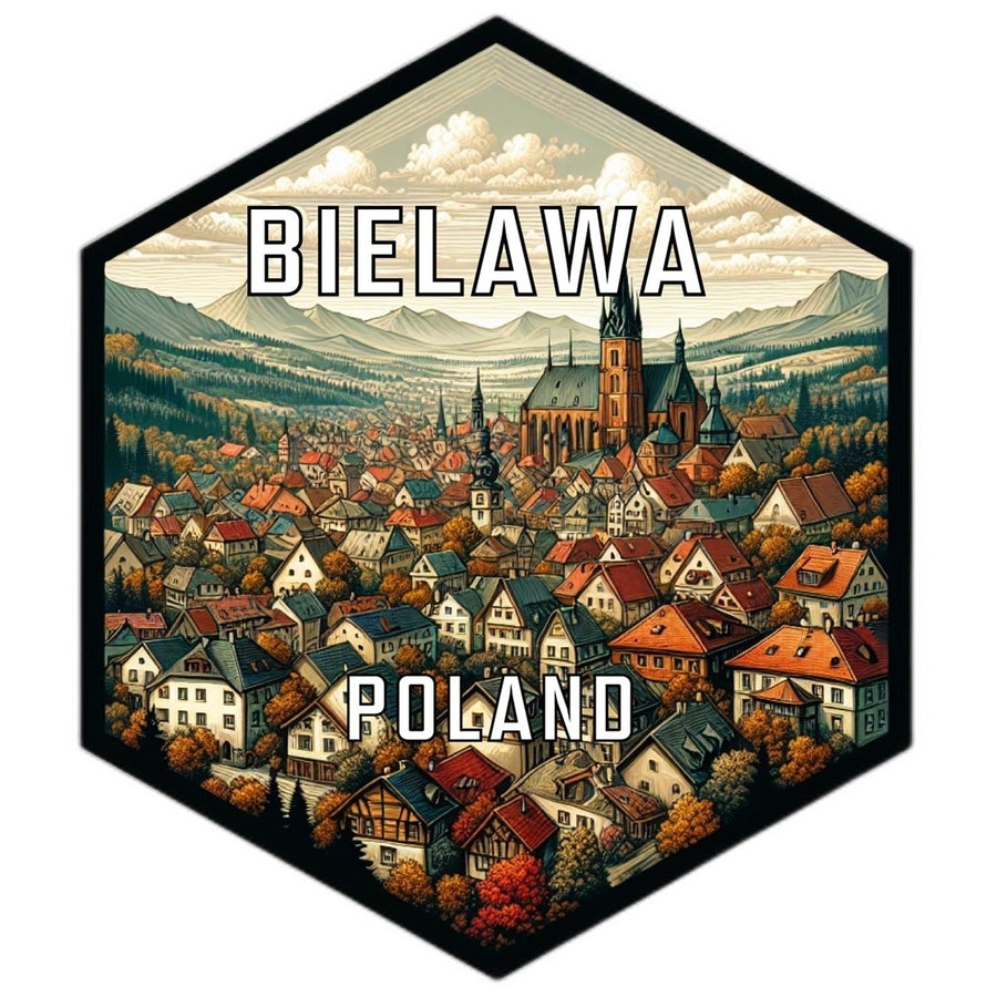 Bielawa Poland Souvenir Travel Destination Die Cut Hexagon Fridge Magnet Image 1