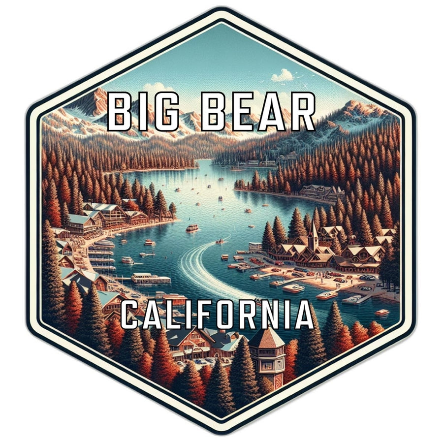 Big Bear California Souvenir Travel Destination Die Cut Hexagon Fridge Magnet Image 1