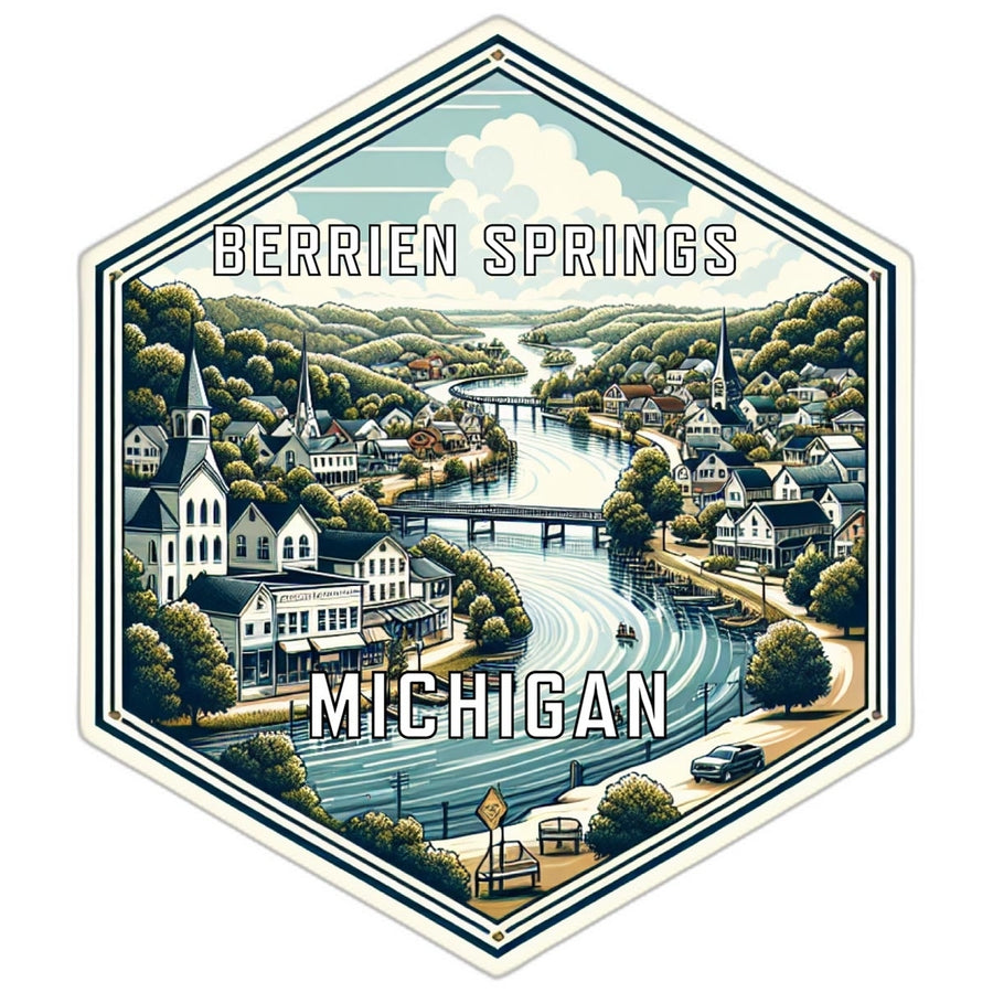 Berrien Springs Michigan Souvenir Travel Destination Die Cut Hexagon Fridge Magnet Image 1