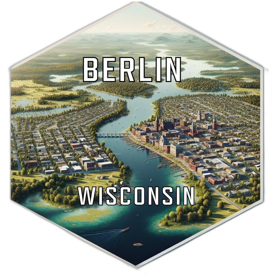 Berlin Wisconsin Souvenir Travel Destination Die Cut Hexagon Fridge Magnet Image 1