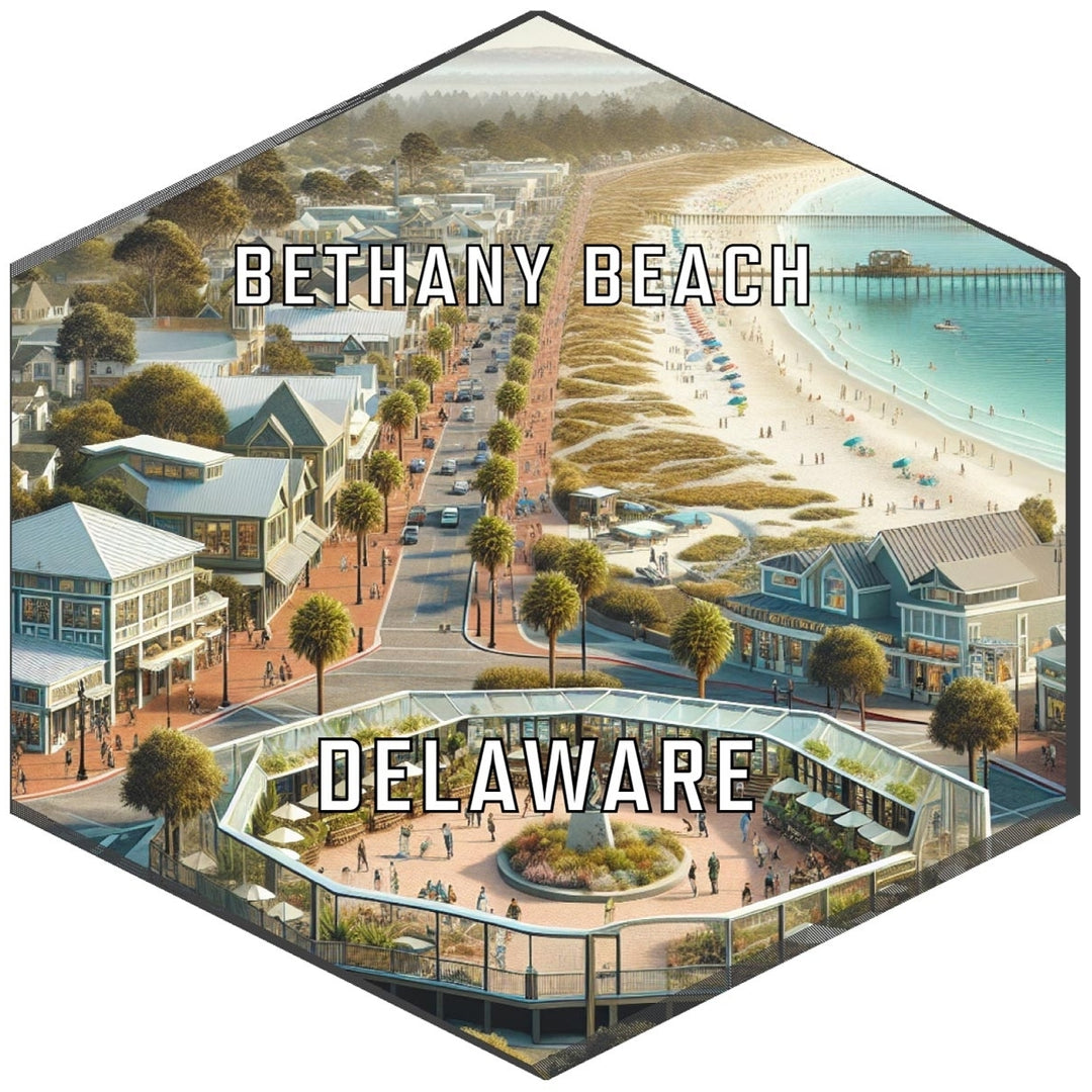 Bethany Beach Delaware Souvenir Travel Destination Die Cut Hexagon Fridge Magnet Image 1