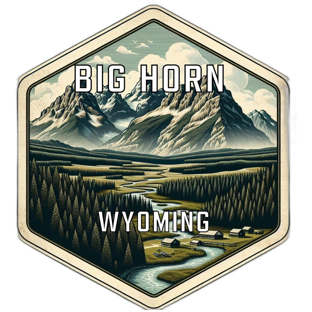 Big Horn Wyoming Souvenir Travel Destination Die Cut Hexagon Fridge Magnet Image 1