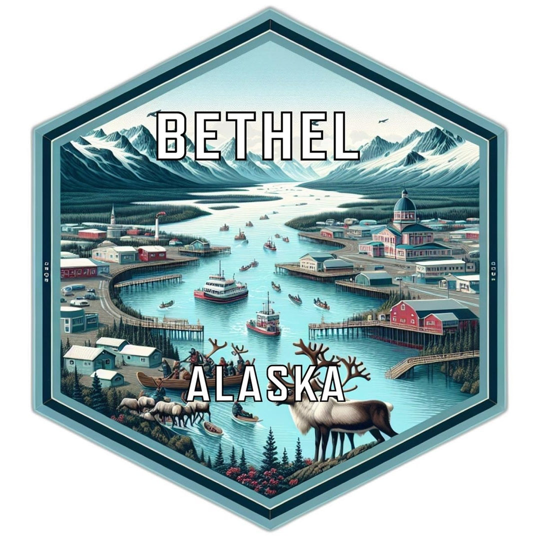 Bethel Alaska Souvenir Travel Destination Die Cut Hexagon Fridge Magnet Image 1