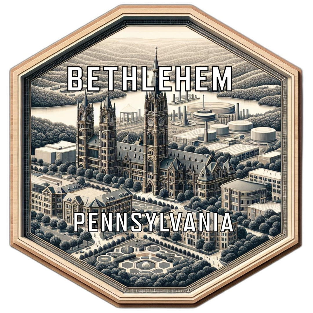 Bethlehem Pennsylvania Souvenir Travel Destination Die Cut Hexagon Fridge Magnet Image 1