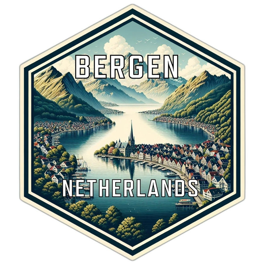 Bergen Netherlands Souvenir Travel Destination Die Cut Hexagon Fridge Magnet Image 1