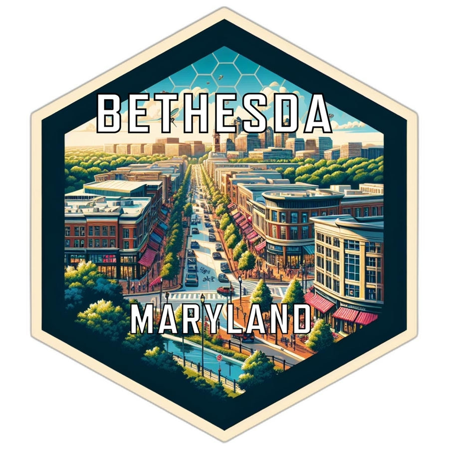 Bethesda Maryland Souvenir Travel Destination Die Cut Hexagon Fridge Magnet Image 1