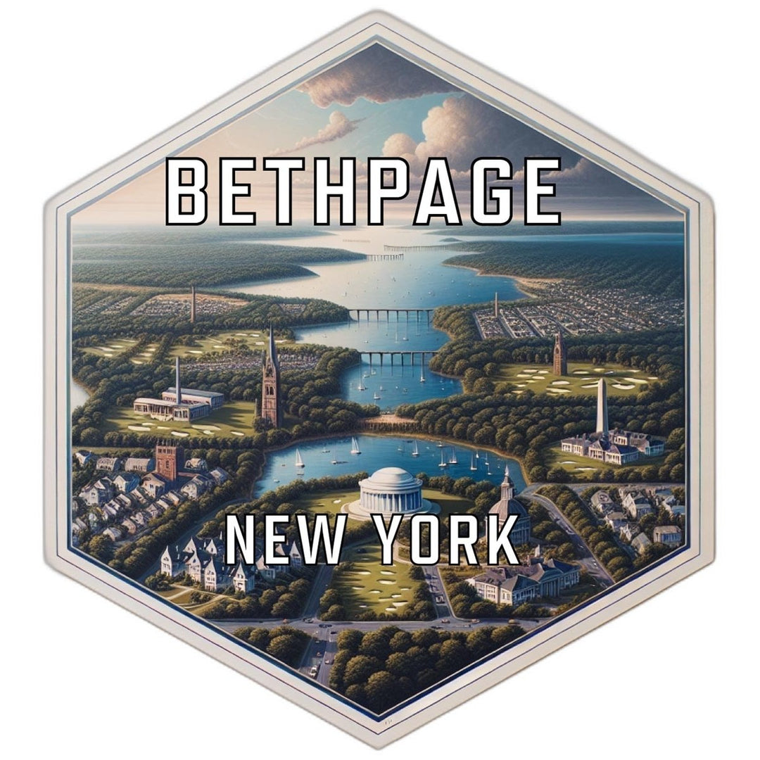 Bethpage York Souvenir Travel Destination Die Cut Hexagon Fridge Magnet Image 1