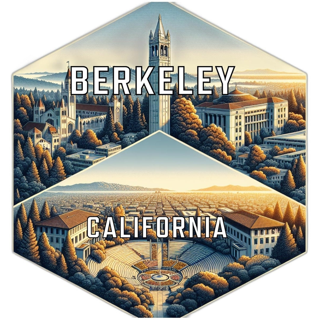 Berkeley California Souvenir Travel Destination Die Cut Hexagon Fridge Magnet Image 1