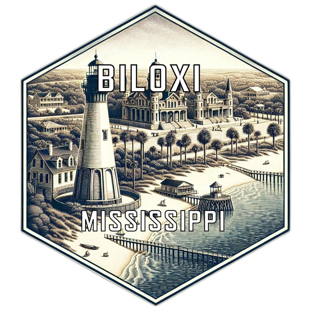 Biloxi Mississippi Souvenir Travel Destination Die Cut Hexagon Fridge Magnet Image 1