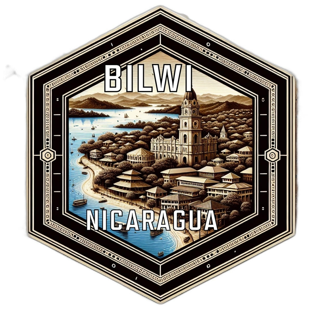 Bilwi Nicaragua Souvenir Travel Destination Die Cut Hexagon Fridge Magnet Image 1