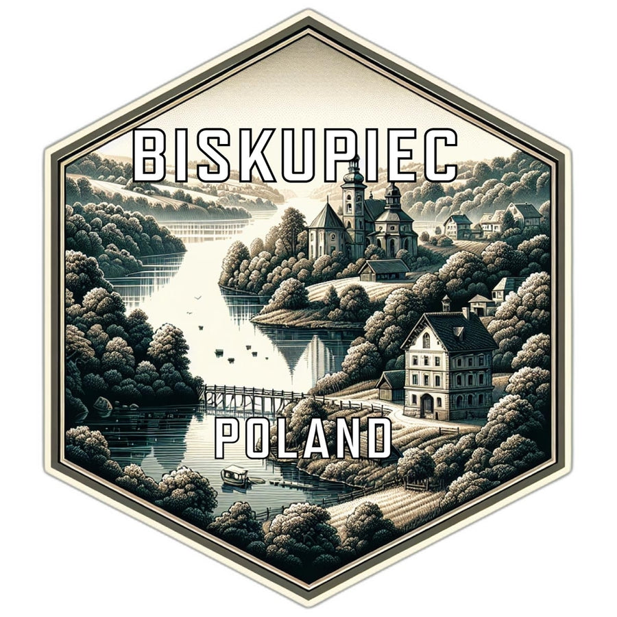 Biskupiec Poland Souvenir Travel Destination Die Cut Hexagon Fridge Magnet Image 1