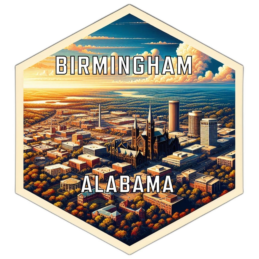 Birmingham Alabama Souvenir Travel Destination Die Cut Hexagon Fridge Magnet Image 1