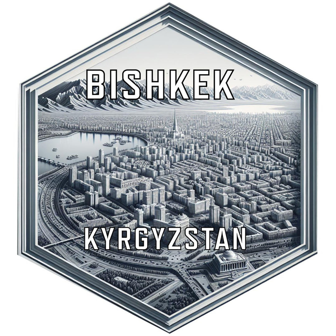 Bishkek Kyrgyzstan Souvenir Travel Destination Die Cut Hexagon Fridge Magnet Image 1