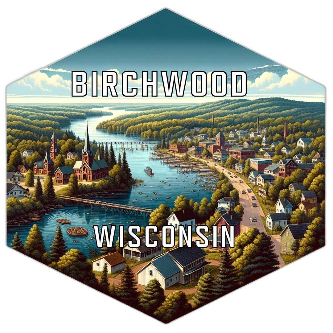 Birchwood Wisconsin Souvenir Travel Destination Die Cut Hexagon Fridge Magnet Image 1