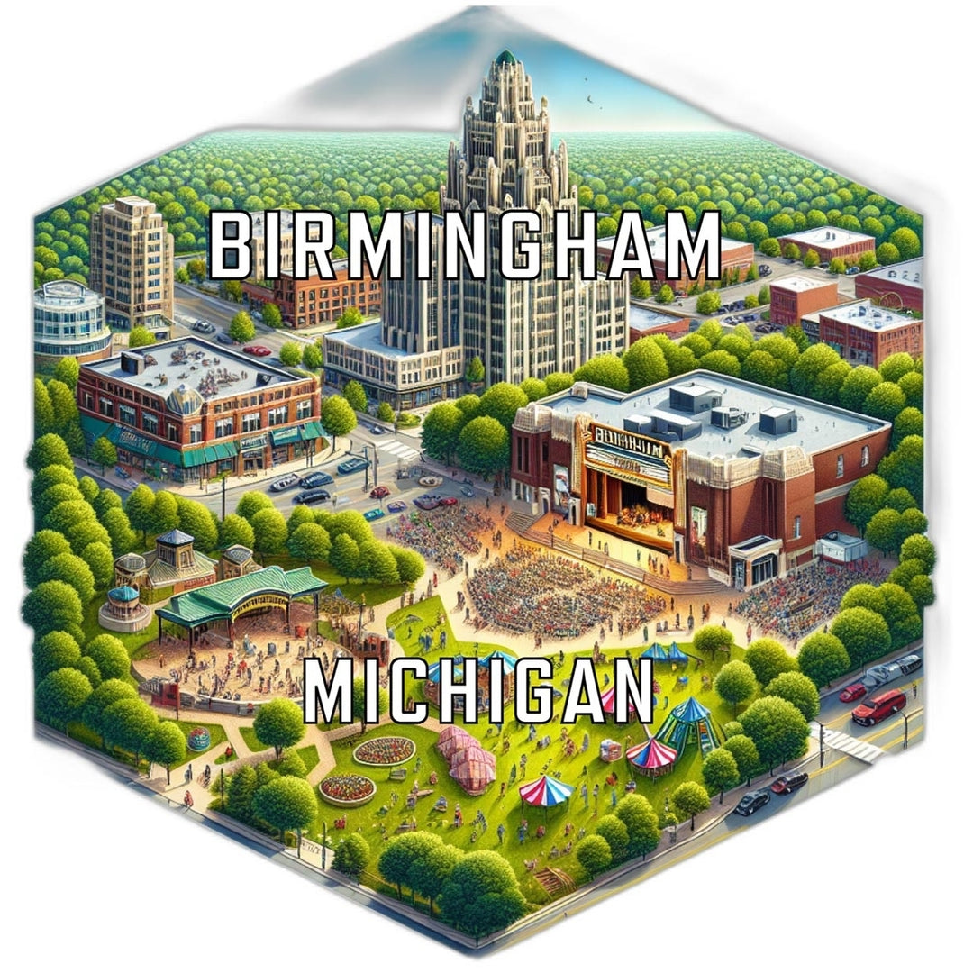 Birmingham Michigan Souvenir Travel Destination Die Cut Hexagon Fridge Magnet Image 1