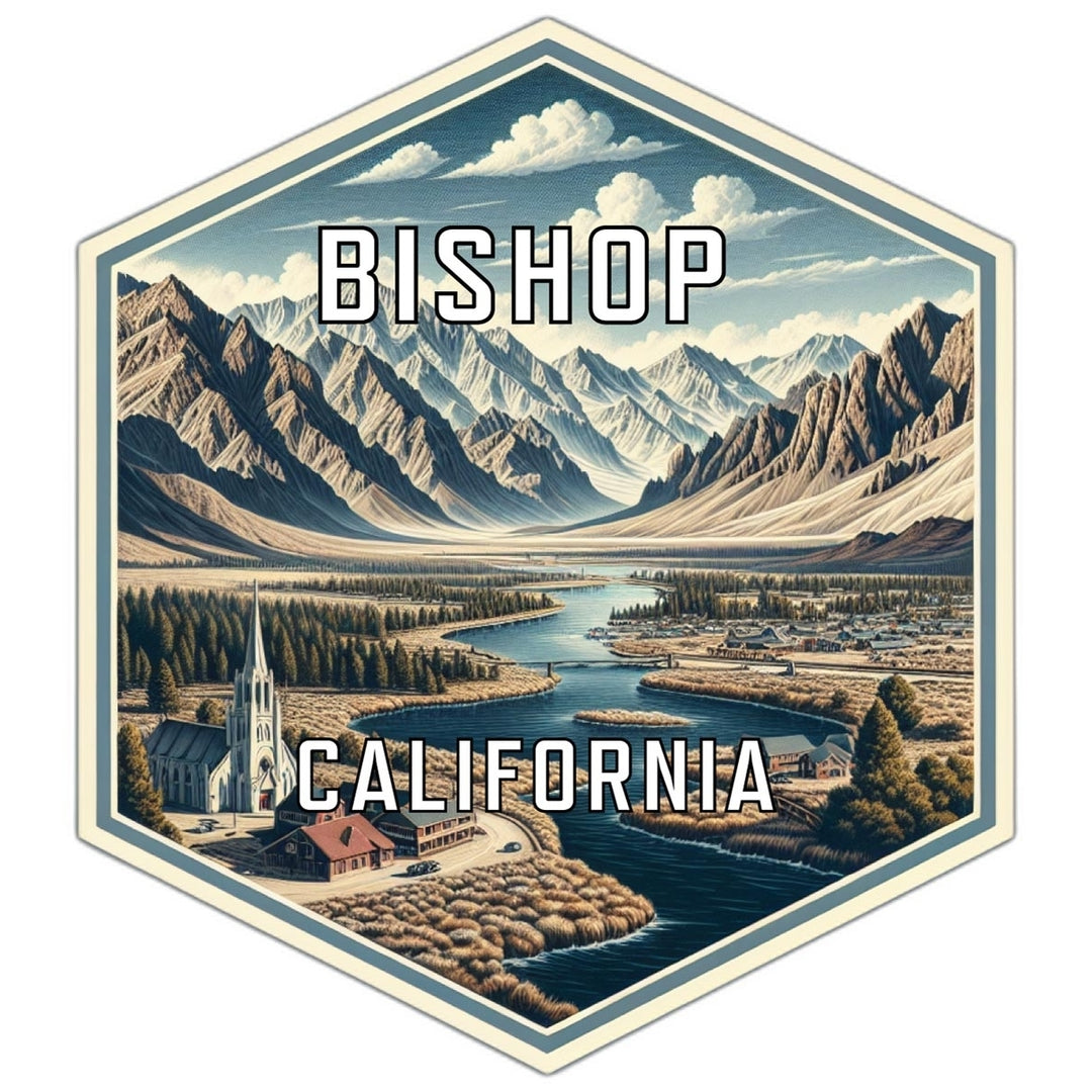 Bishop California Souvenir Travel Destination Die Cut Hexagon Fridge Magnet Image 1