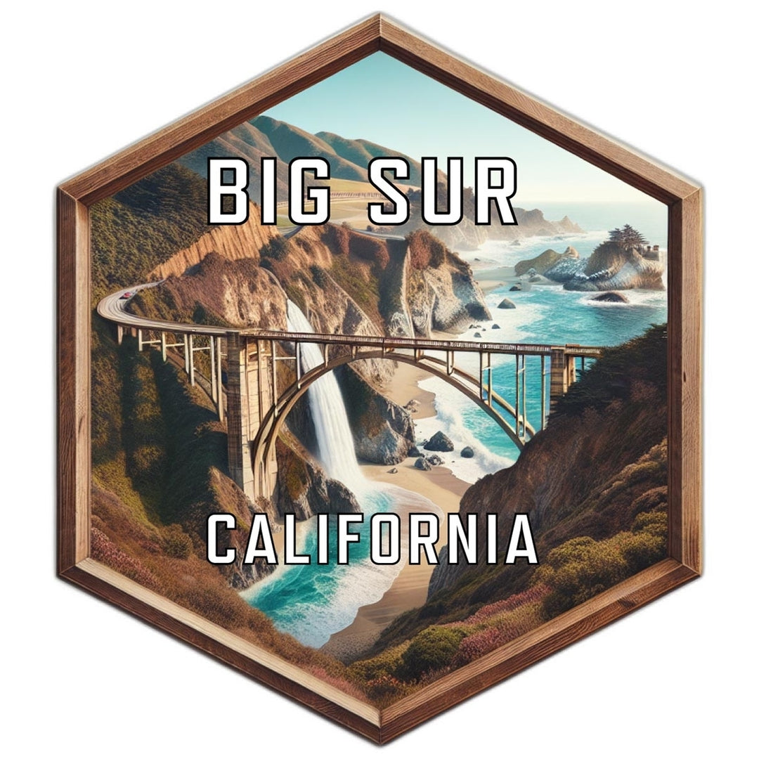 Big Sur California Souvenir Travel Destination Die Cut Hexagon Fridge Magnet Image 1