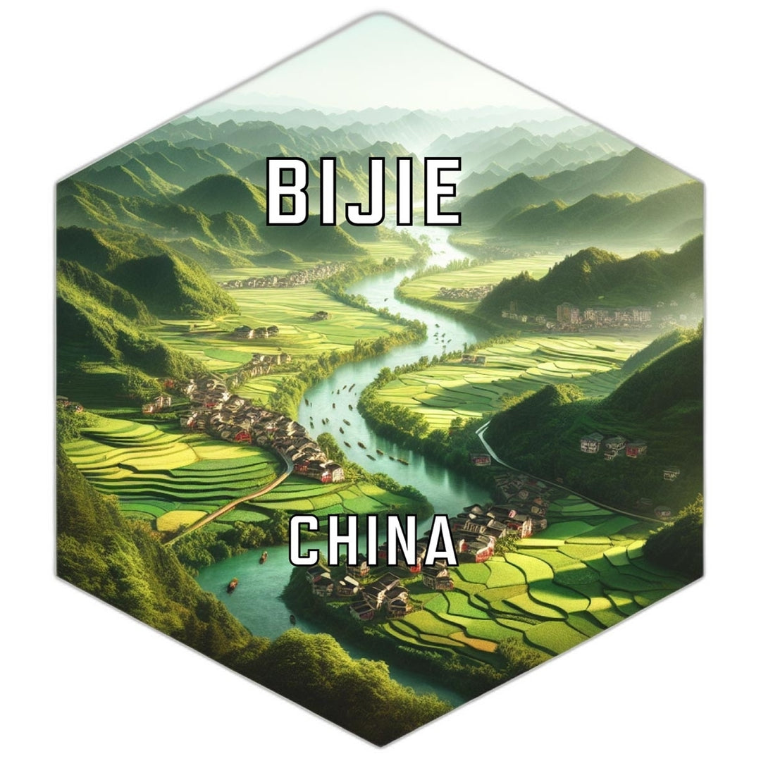 Bijie China Souvenir Travel Destination Die Cut Hexagon Fridge Magnet Image 1