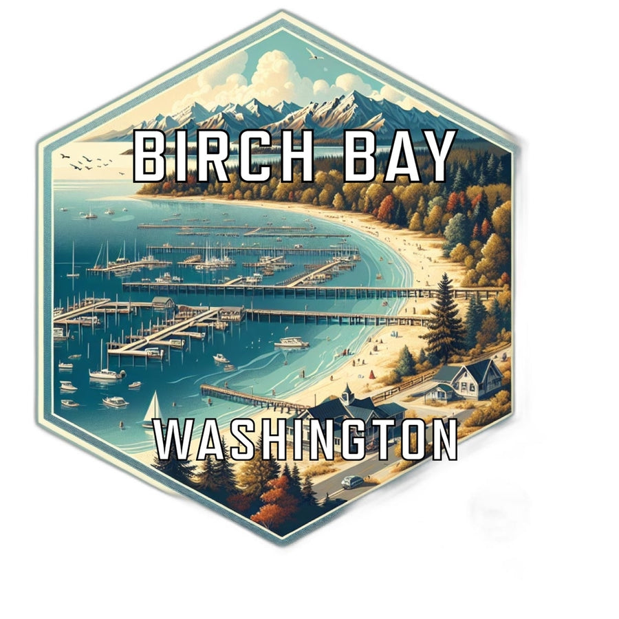 Birch Bay Washington Souvenir Travel Destination Die Cut Hexagon Fridge Magnet Image 1