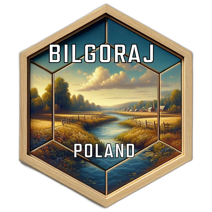 Bilgoraj Poland Souvenir Travel Destination Die Cut Hexagon Fridge Magnet Image 1