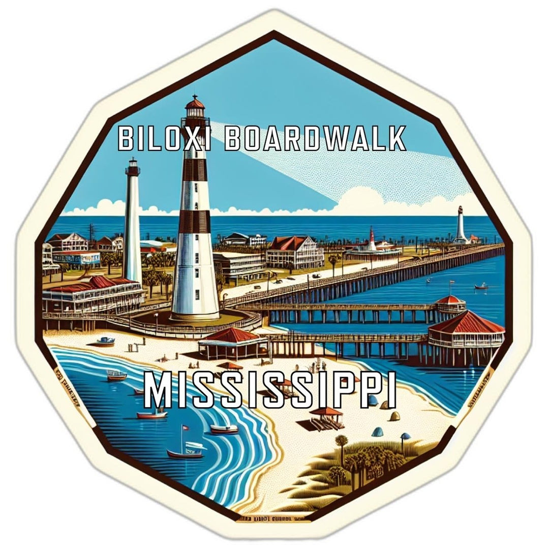 Biloxi Boardwalk Mississippi Souvenir Travel Destination Die Cut Hexagon Fridge Magnet Image 1