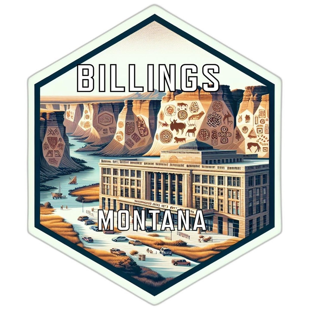 Billings Montana Souvenir Travel Destination Die Cut Hexagon Fridge Magnet Image 1