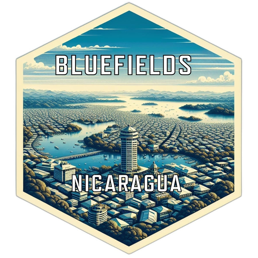 Bluefields Nicaragua Souvenir Travel Destination Die Cut Hexagon Fridge Magnet Image 1