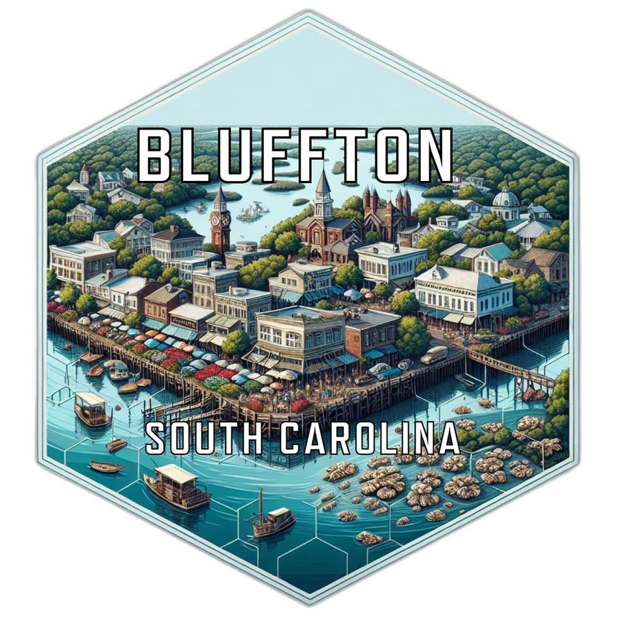 Bluffton South Carolina Souvenir Travel Destination Die Cut Hexagon Fridge Magnet Image 1