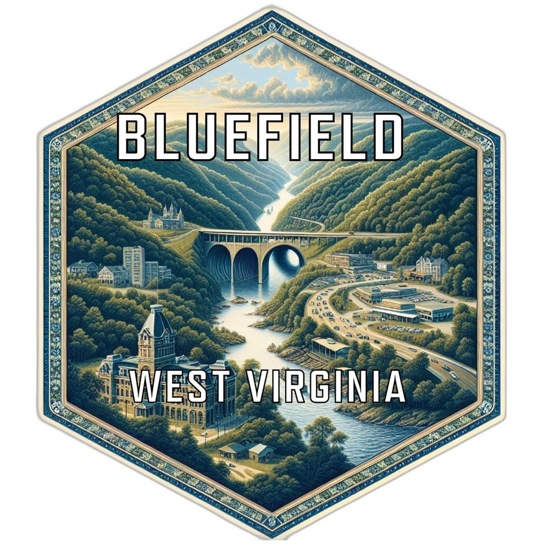 Bluefield West Virginia Souvenir Travel Destination Die Cut Hexagon Fridge Magnet Image 1