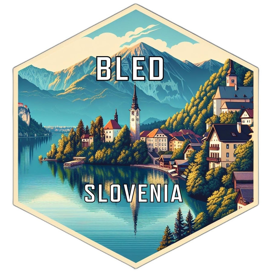 Bled Slovenia Souvenir Travel Destination Die Cut Hexagon Fridge Magnet Image 1